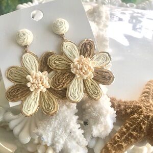 Bohemian Style Raffia Woven Flower Fashion Earrings